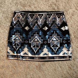 Sequin Aztec Pattern Mini Skirt
